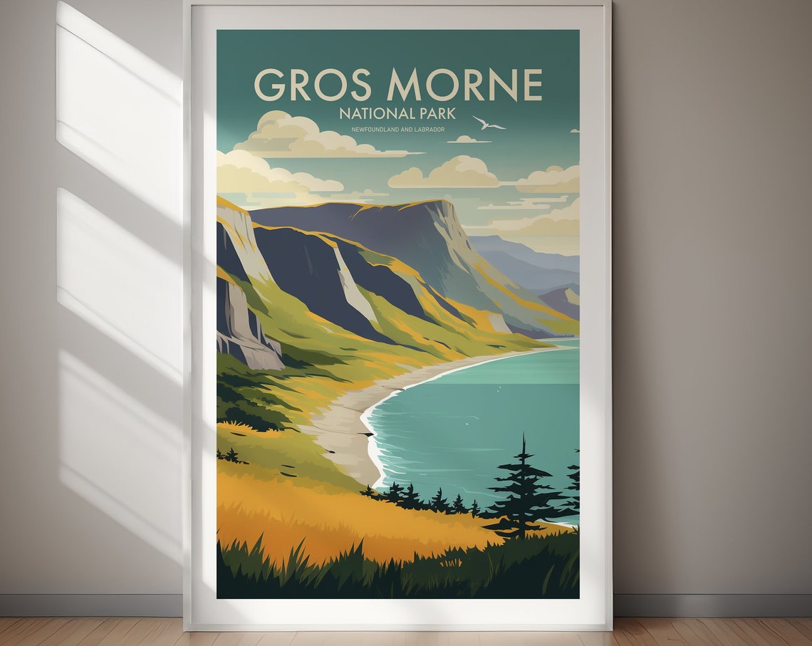 Gros Morne National Park Coastal Cliffs Vintage Travel Poster