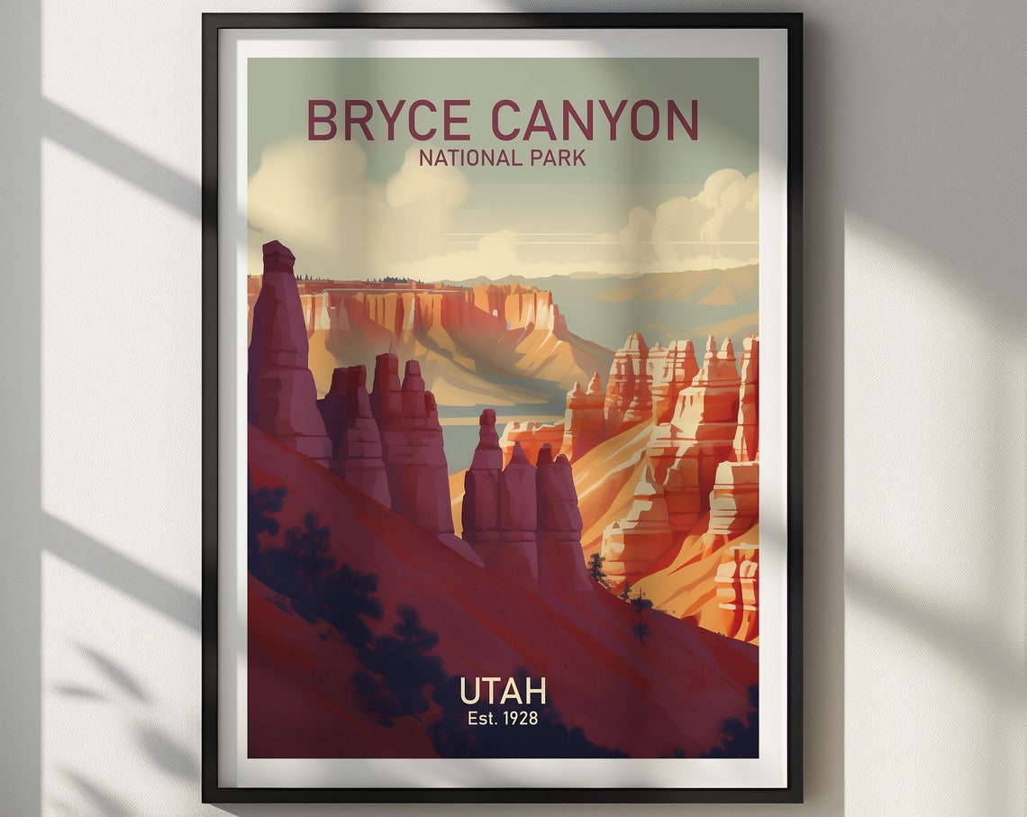 Bryce Canyon National Park Utah Hoodoos Sunset Retro Art Poster - Image 2