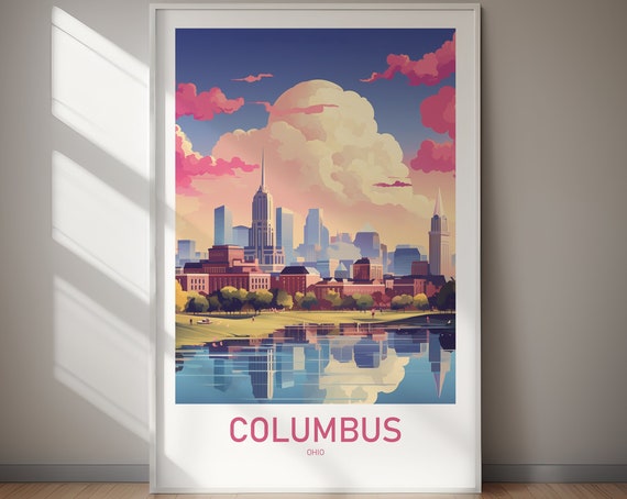Columbus Poster Wall Art Wanderlust Gift Holiday Travel Gift Gift For Her Gift For Him Holiday Gift