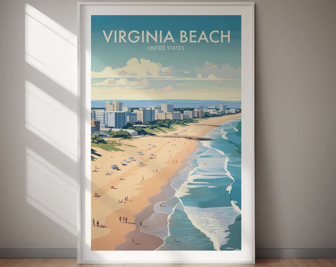 Virginia Beach United States Shoreline Hotels Surf Travel Poster - Image 2