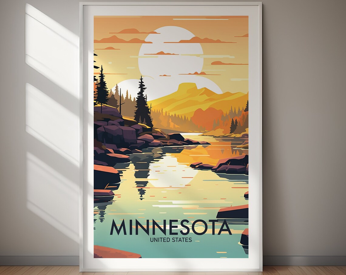 Minnesota Travel Poster, USA Wall Art Print