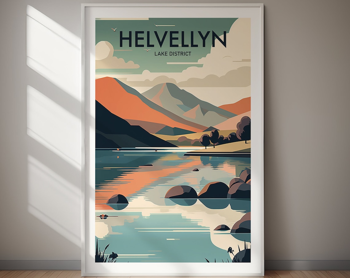 Helvellyn Travel Poster, Lake District Art Print