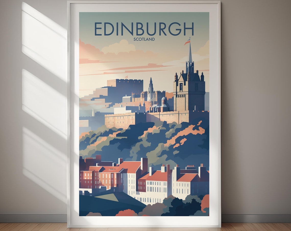 Edinburgh Scotland Castle Rock Skyline Historic Travel Poster