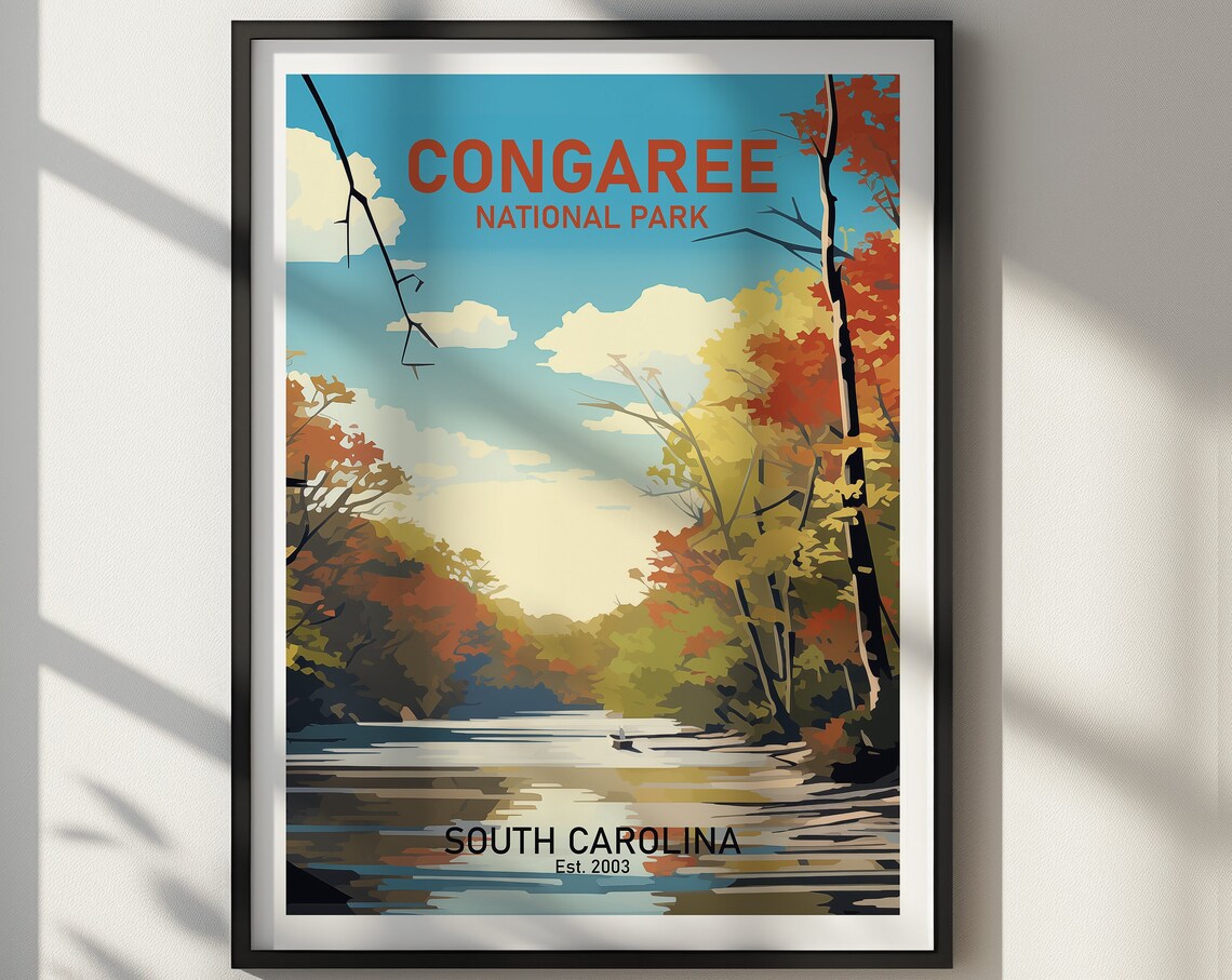 Congaree National Park South Carolina Forest River Art Poster - Image 2