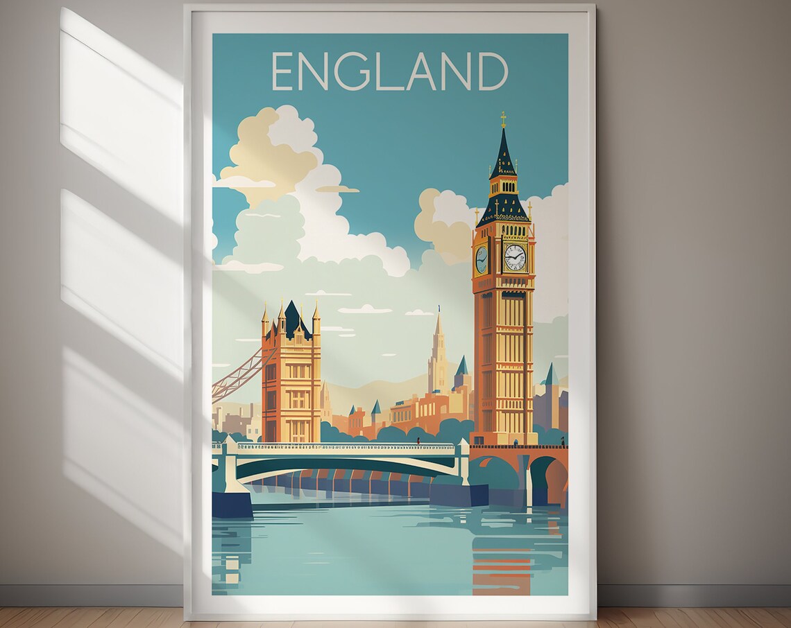 England Travel Poster, Retro Home Decor Art Print - Image 2