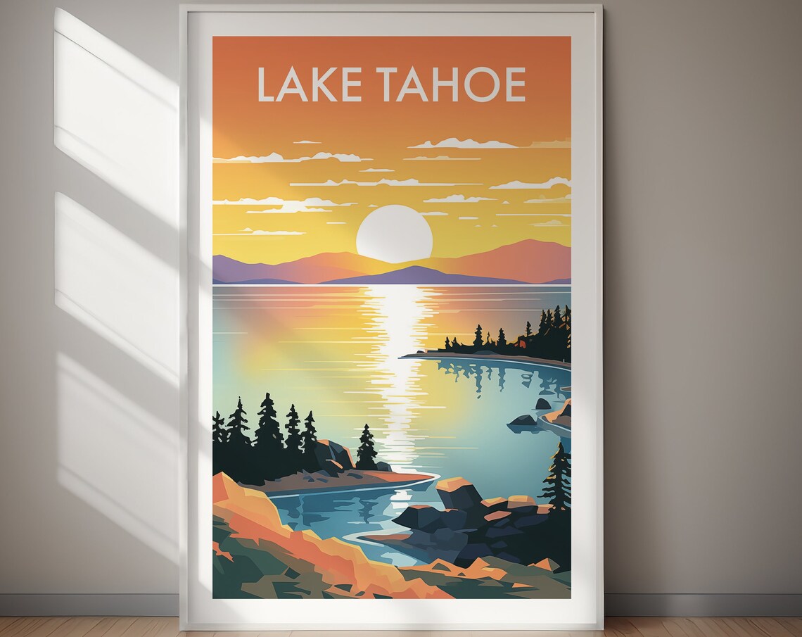 Lake Tahoe Travel Poster, Lake Tahoe Travel Art