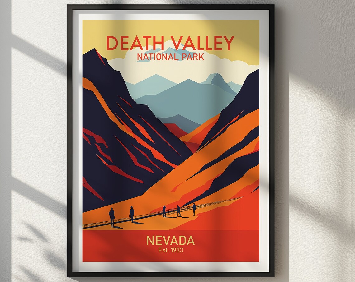 Death Valley National Park Nevada Orange Canyon Hikers Poster