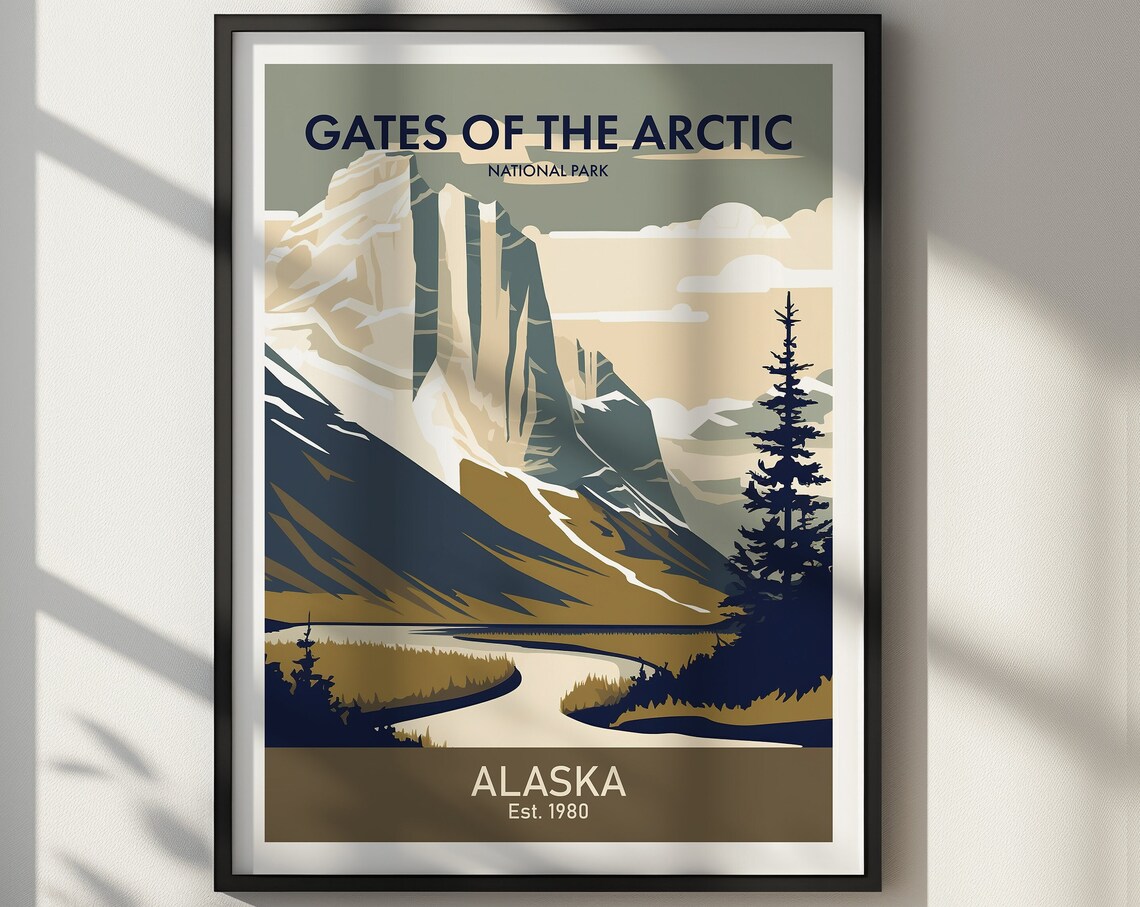 Gates of the Arctic National Park Alaska Vintage Mountain Poster