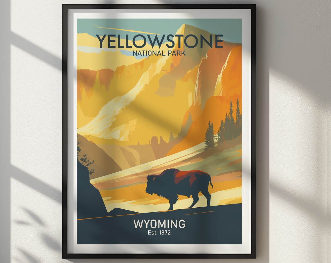 Yellowstone National Park Travel Poster, Holiday Gift