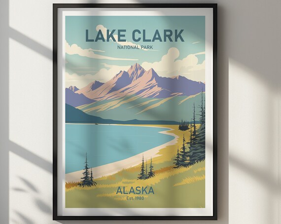 Lake Clark National Park Alaska Shoreline Mountain Peaks Poster