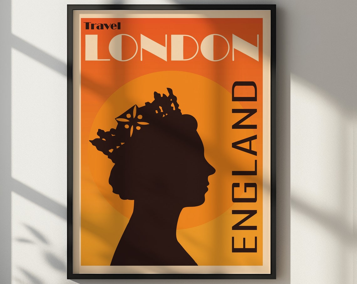Travel London England Crowned Queen Silhouette Sunset Poster