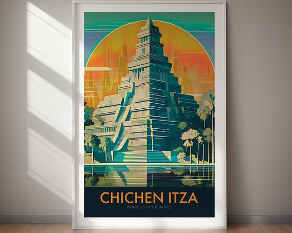 Chichen Itza Travel Poster Yucatn Mexico Travel Print Home Decor Wall Art Gift For Her Gift For Him