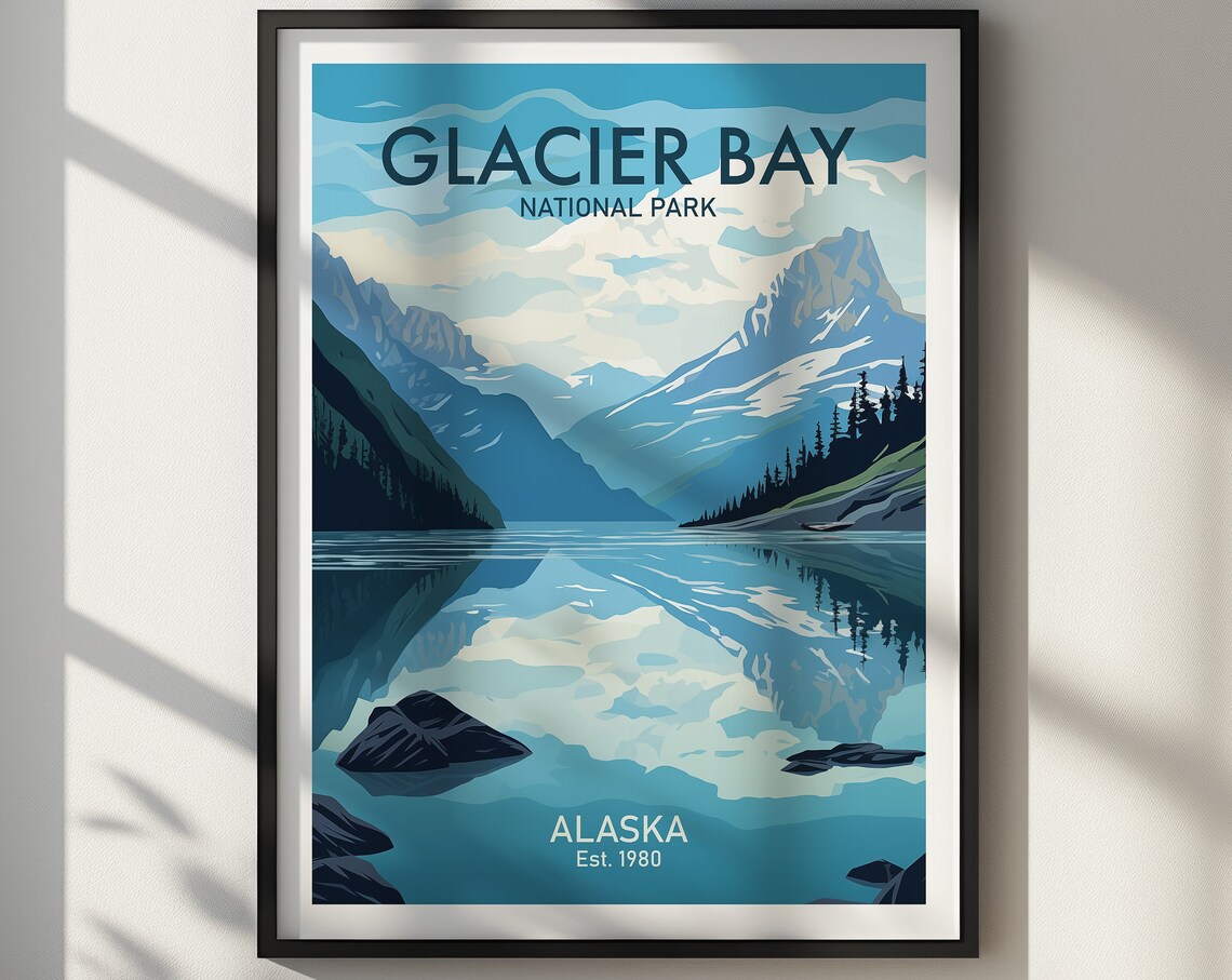 Glacier Bay National Park Travel Poster, Art Print