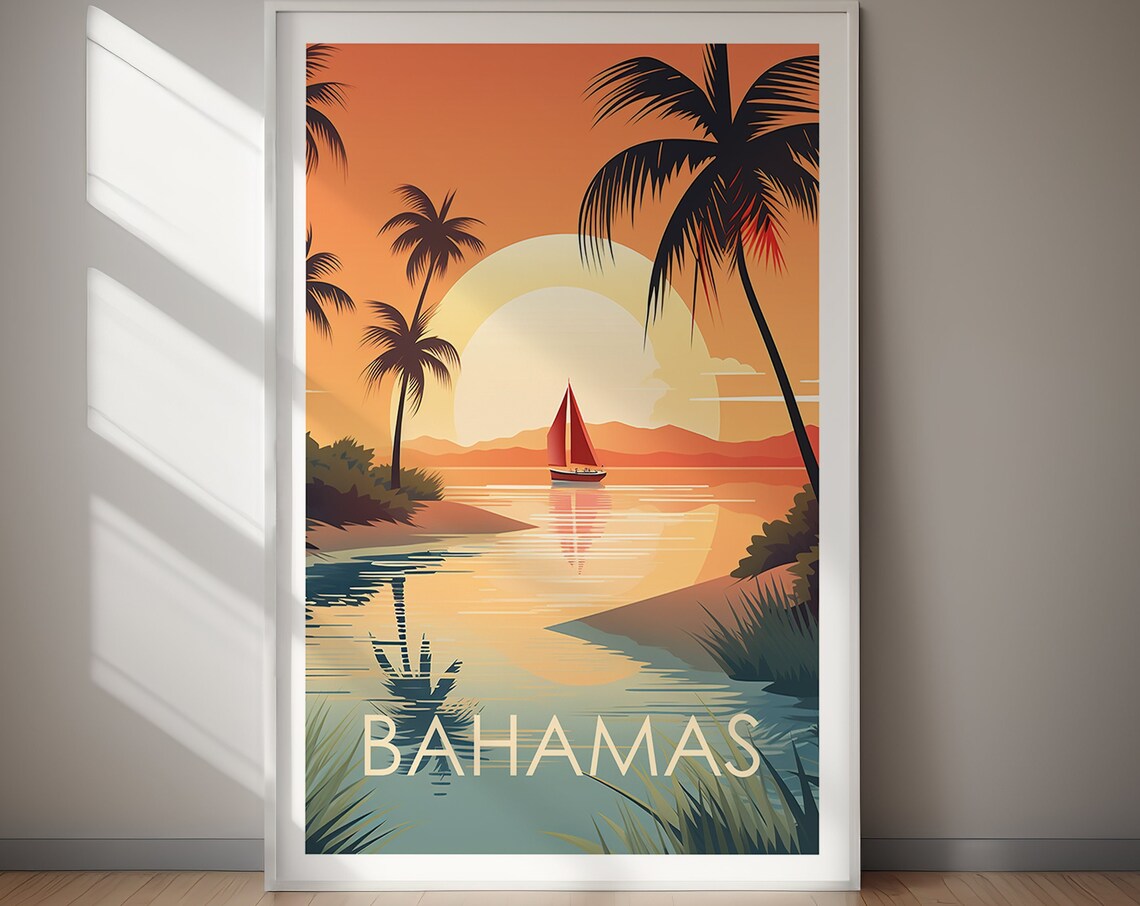 Bahamas Travel Poster, Holiday Gift for Her or Him - Image 2