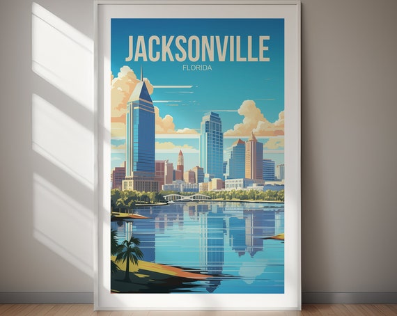 Jacksonville Travel Poster Wall Art Wanderlust Gift Holiday Travel Gift For Her Gift For Him Holiday Gift