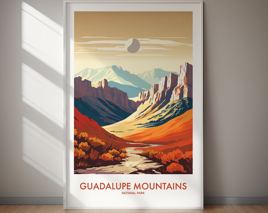 Guadalupe Mountains National Park Desert Canyon Moonlight Poster
