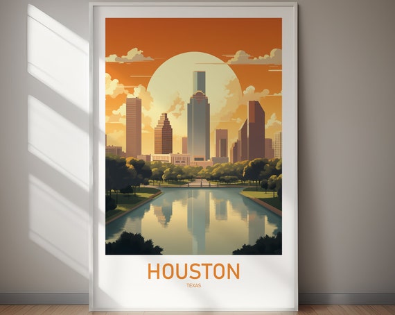 Houston Wanderlust Wall Art, US City Travel Poster