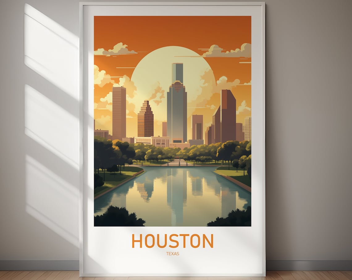 Houston Wanderlust Wall Art, US City Travel Poster