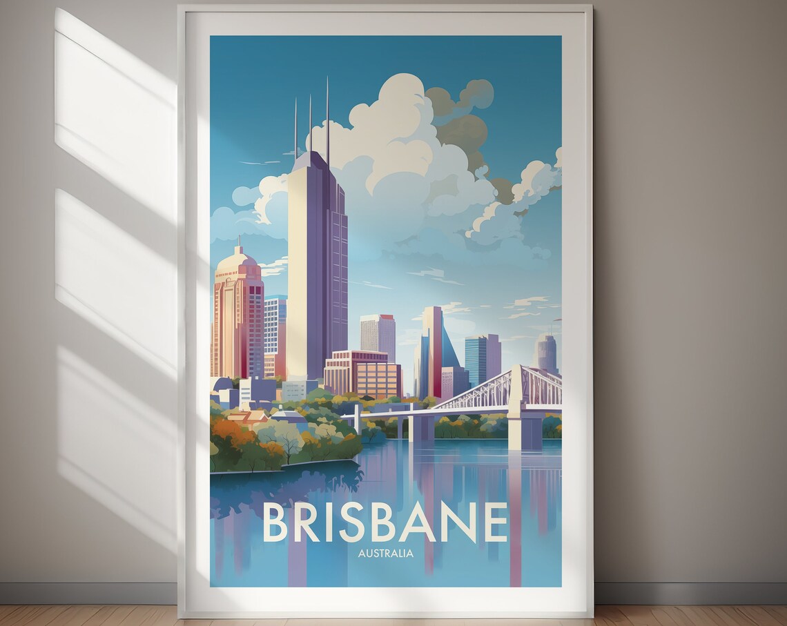 Brisbane Travel Poster, Australia Wall Art