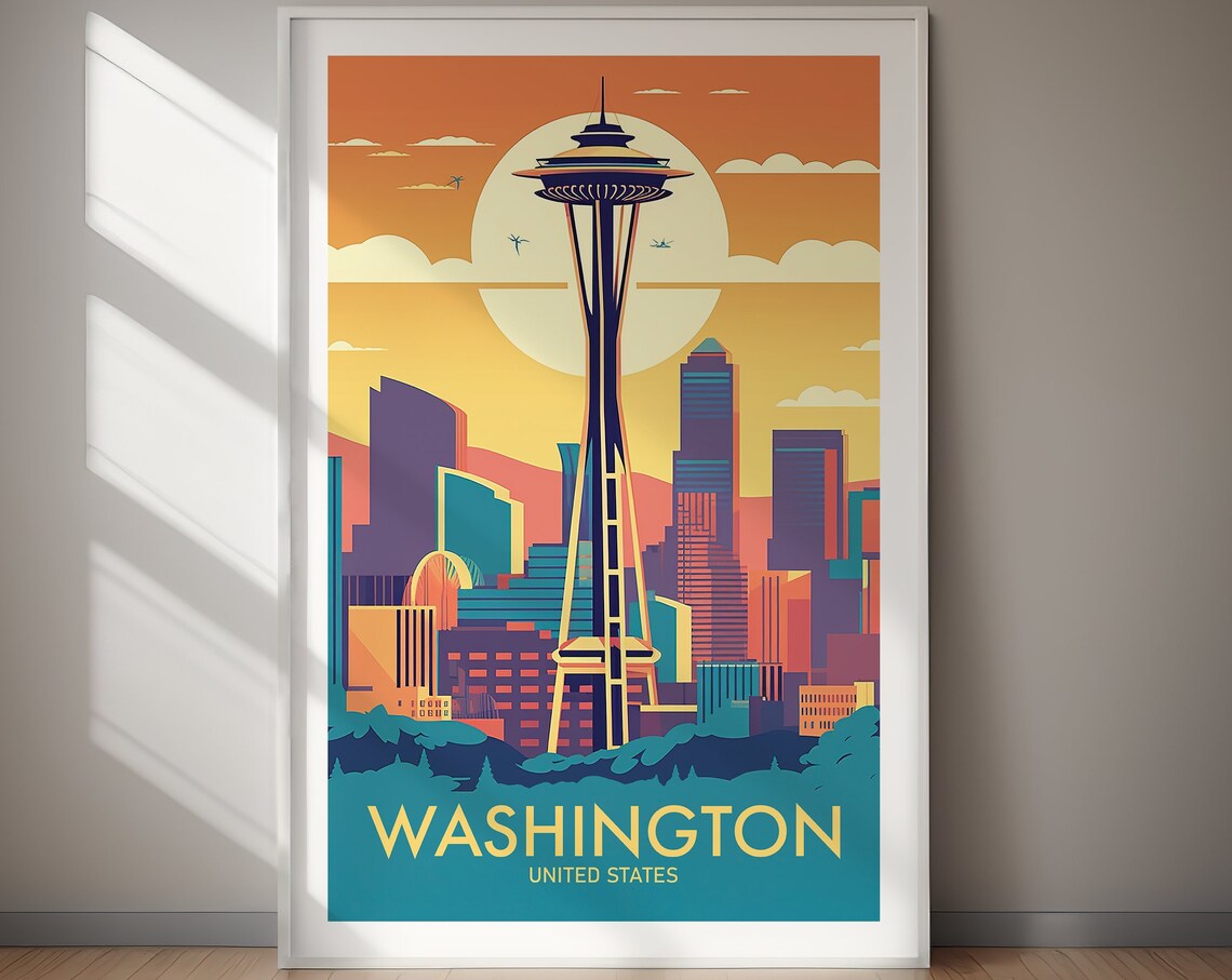 Washington Travel Poster, Place-Inspired Art Print