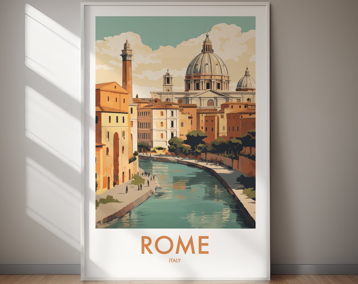 Rome Travel Poster, Italy Decor Wall Art Print