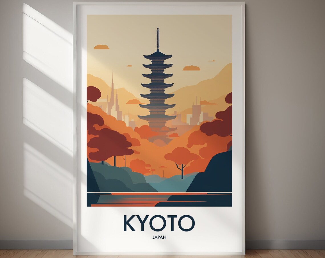 Kyoto Japan Travel Poster, Asia Art Print