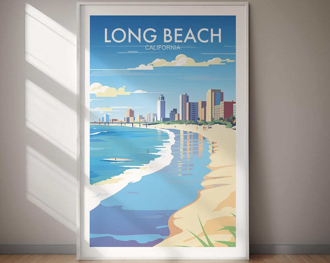 Long Beach California Travel Poster, Wanderlust Gift