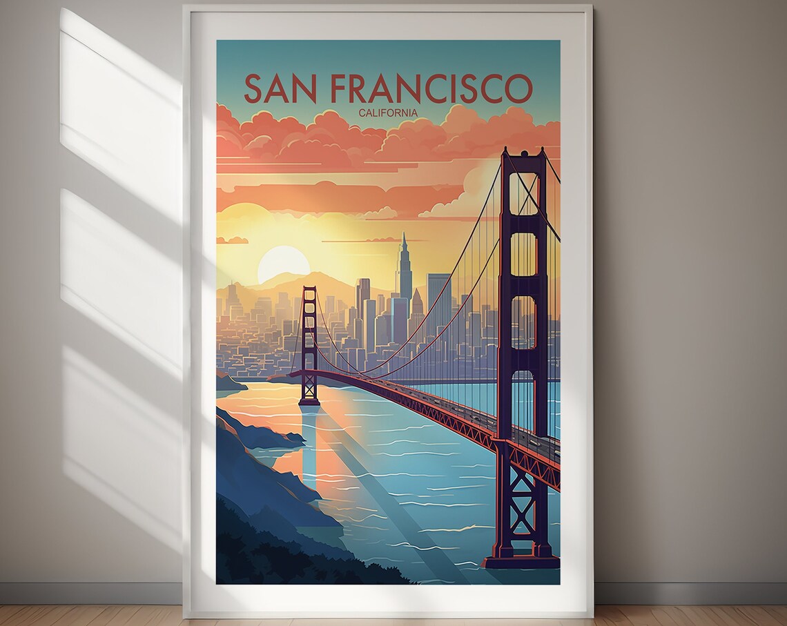 San Francisco Poster, Holiday Travel Wall Art Print