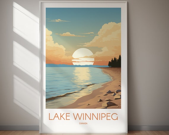Lake Winnipeg Travel Poster Canada Poster Travel Print Home Decor Gift Wall Art Hiking Gifts For Her Gifts For Him