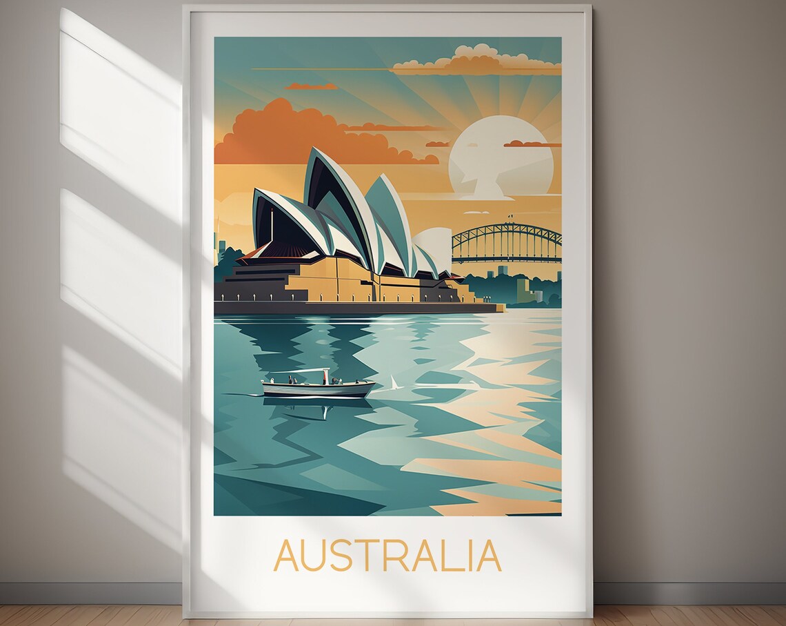 Australia Sydney Opera House Harbour Sunset Travel Art Poster - Image 2