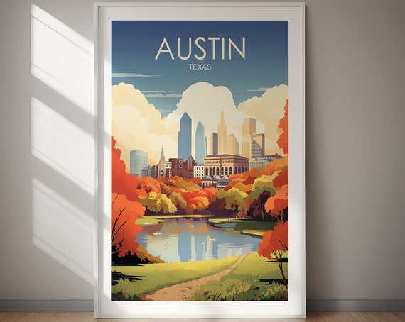 Austin Poster Wall Art Wanderlust Art Gift Holiday Travel Gift Gift For Her Gift For Him Holiday Gift