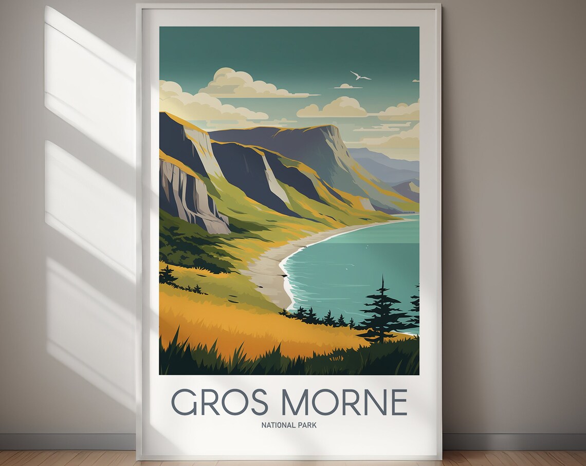 Gros Morne National Park Ocean Coast Retro Travel Art Poster