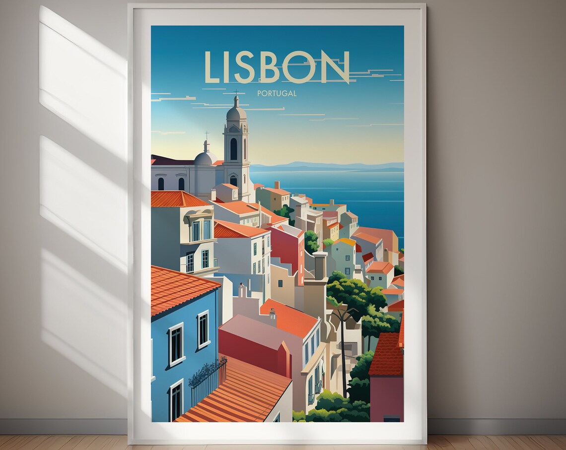 Lisbon Portugal Travel Poster, Europe Wall Print