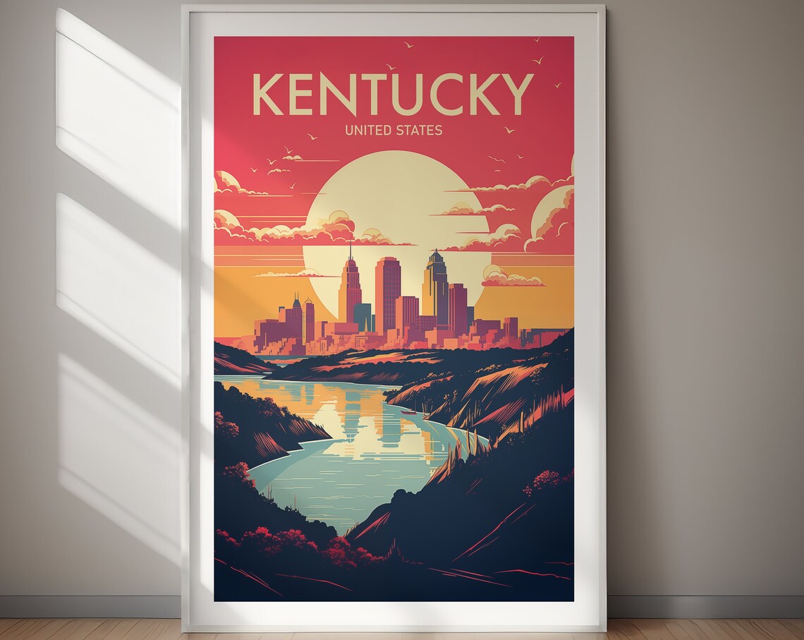 Kentucky Travel Poster, USA Wall Art for Home Decor