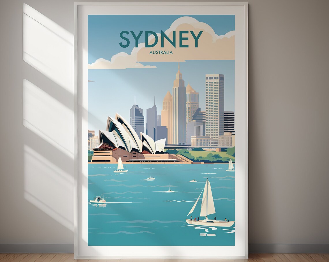 Sydney Australia Travel Poster, Wall Art Print