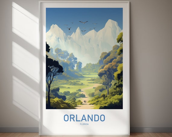 Orlando Poster Florida Poster Wall Art Home Gift Hiking Travel Holiday Art Wedding Gift Birthday Gift