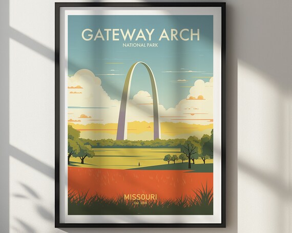 Gateway Arch National Park Missouri Monument Sunset Art Poster