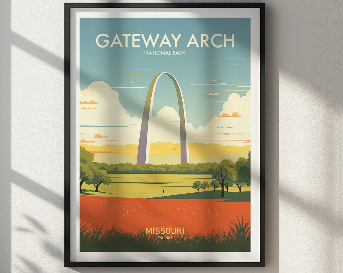 Gateway Arch National Park Missouri Monument Sunset Art Poster