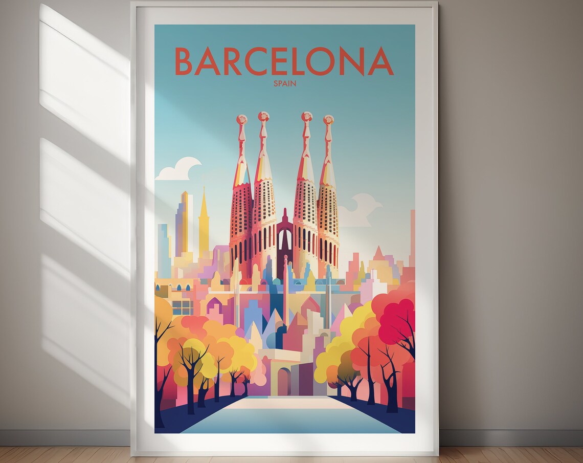 Barcelona Spain Sagrada Familia Iconic Gaudi Landmark Poster