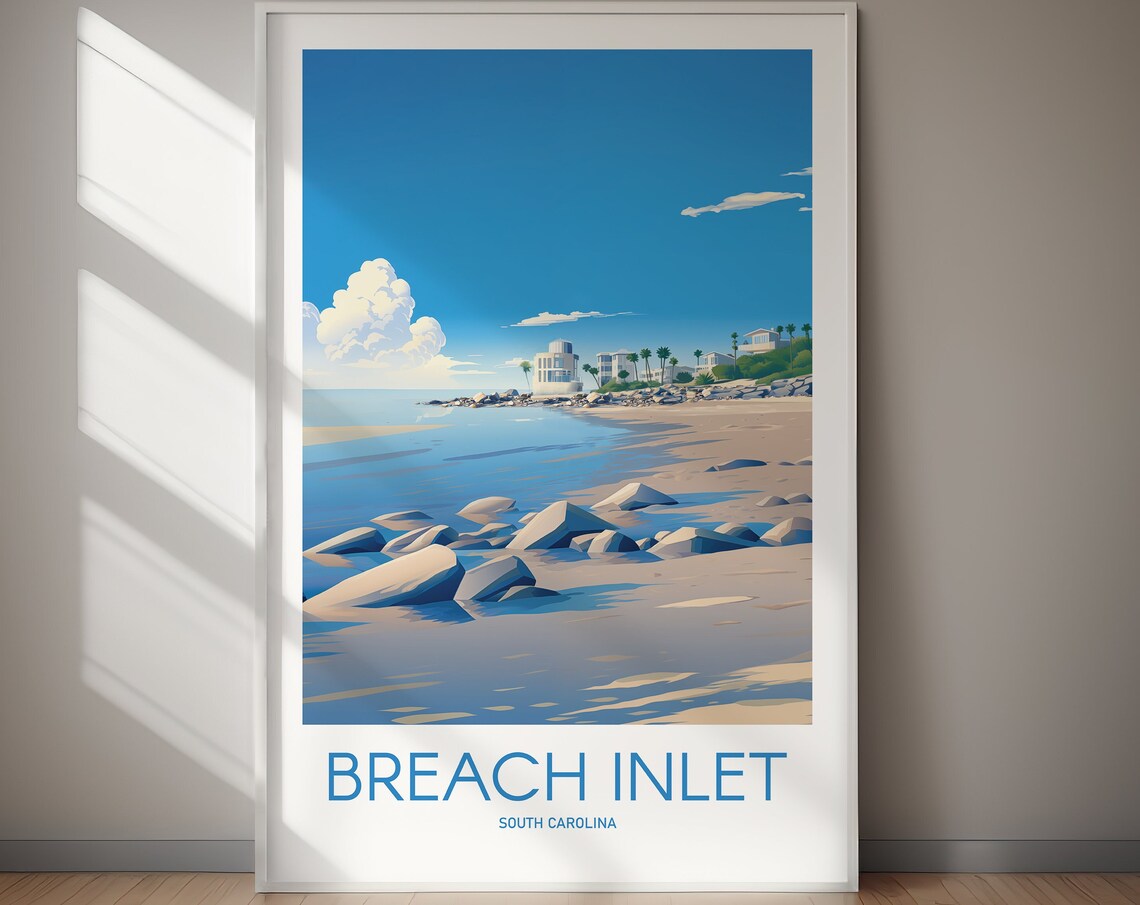 Breach Inlet South Carolina Rocky Shore Coast Art Travel Poster