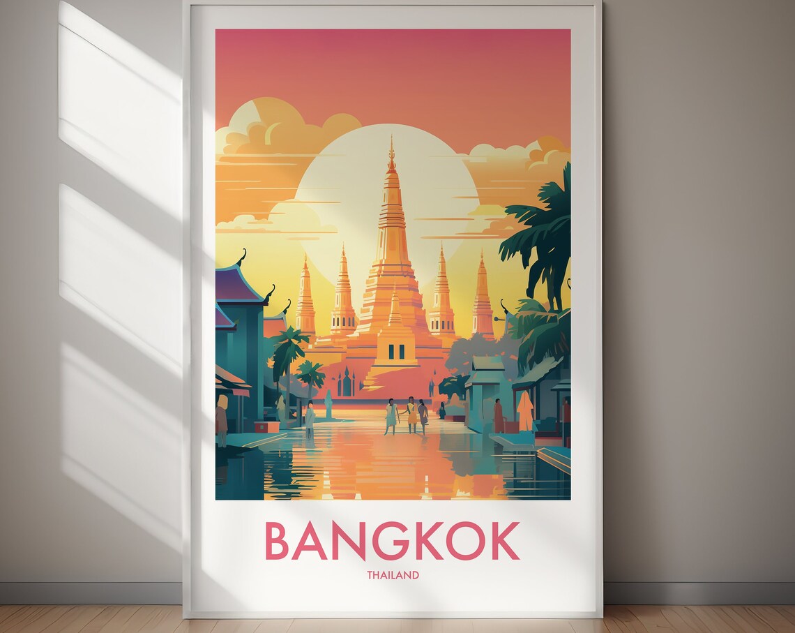 Bangkok Travel Poster, Thailand City Art - Image 2