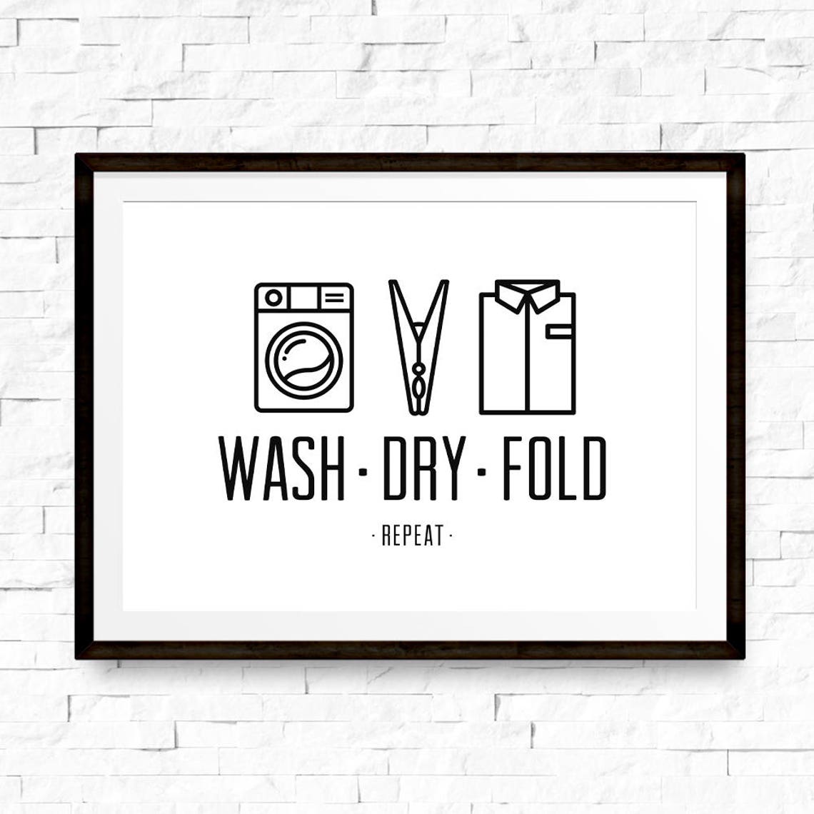 Wash Dry Fold Repeat Laundry Icons Farmhouse Sign Kitchen Wall Art - Image 3