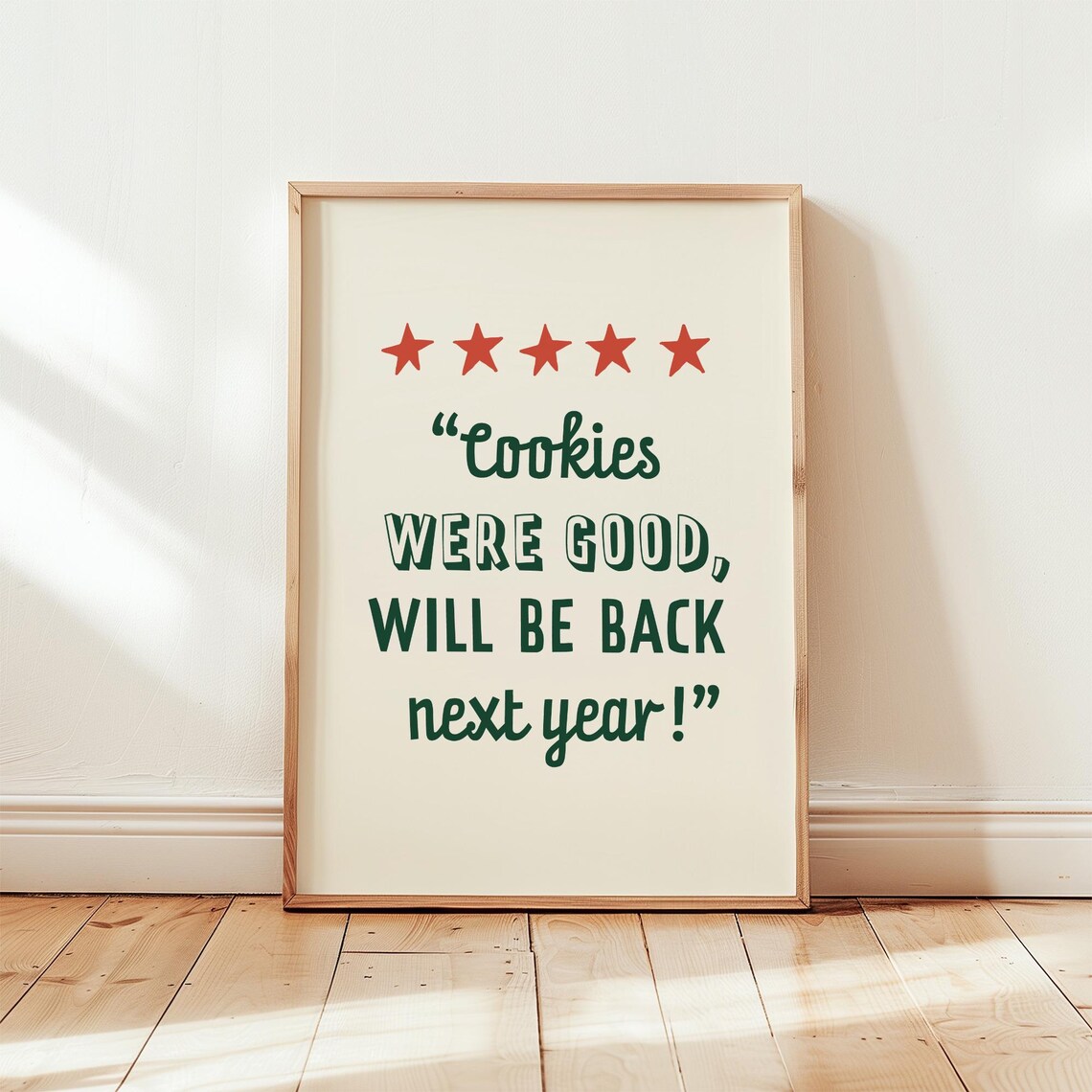Funny Santa Cookies Review Five Star Playful Jolly Christmas Quote Poster - Image 3