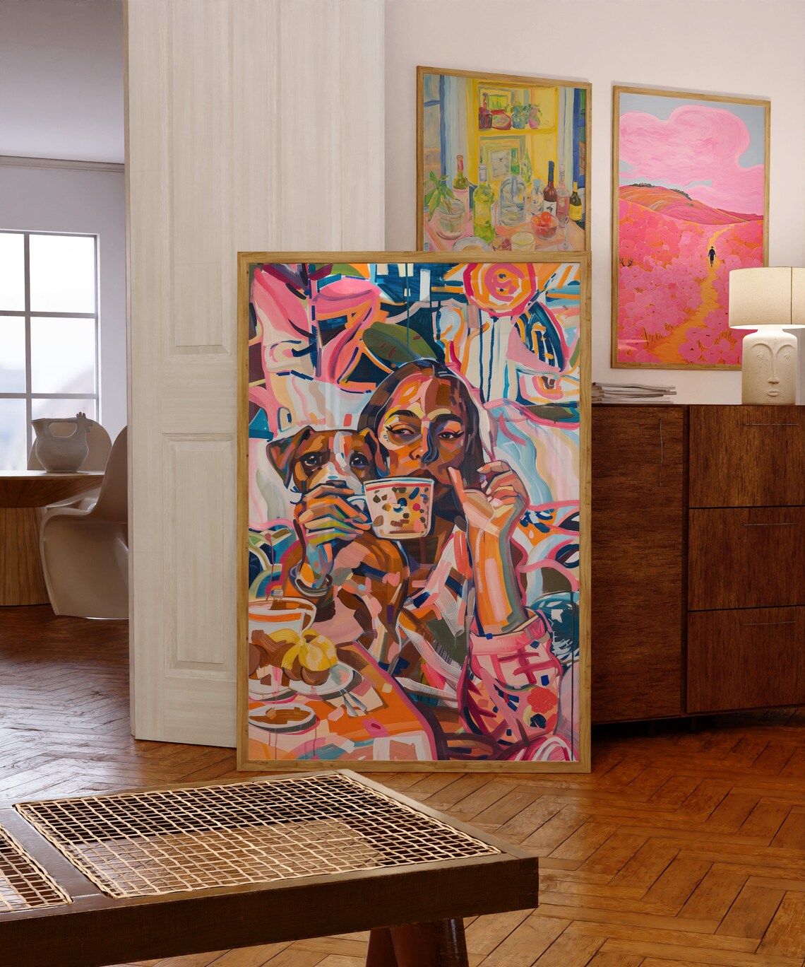 Maximalist Abstract Painting, Eclectic Bedroom Decor