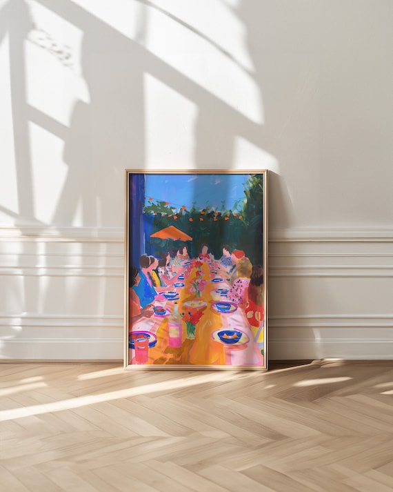 Maximalist Kitchen Art Print, Danish Pastel Decor