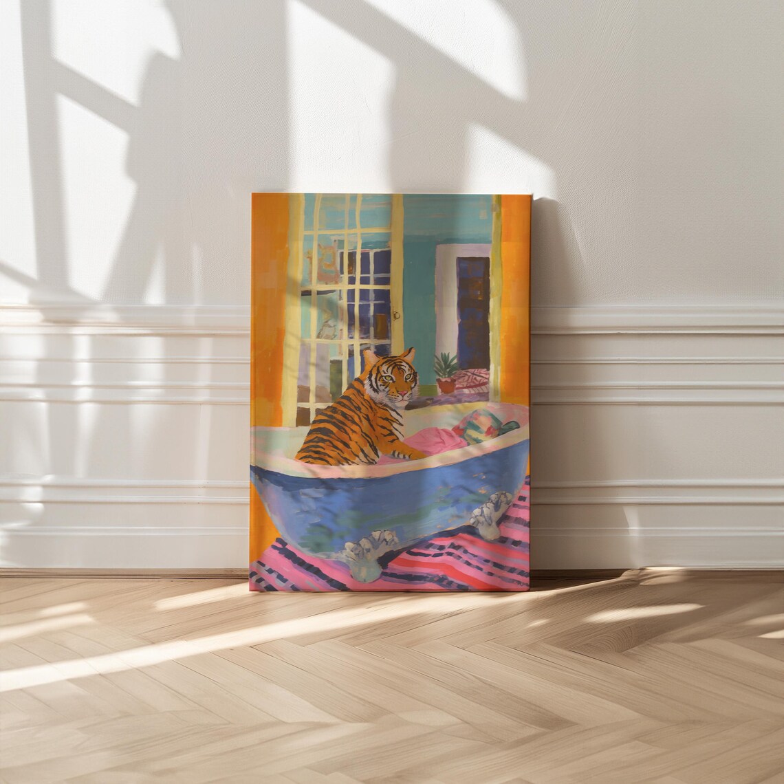 Tiger Art, Maximalist Bathroom Wall Art Print