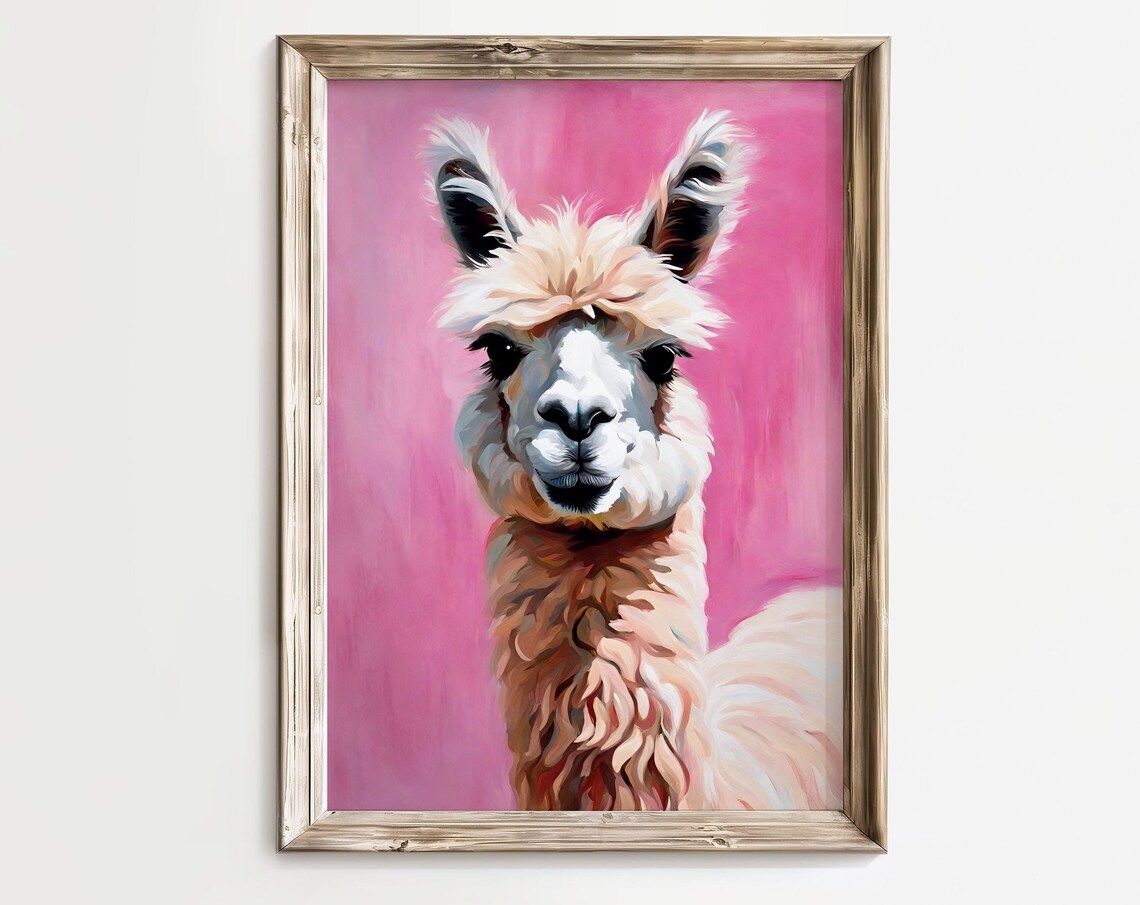 Vintage Retro Alpaca Llama Abstract Art Print