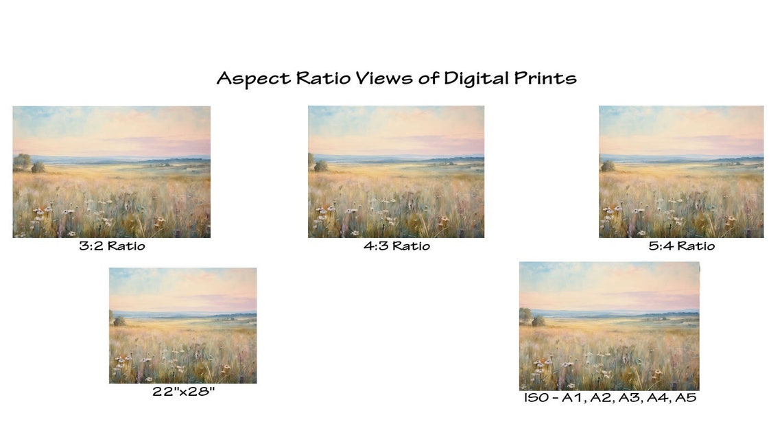 Pastel Wildflower Field at Dawn with Soft Pink and Blue Sky Poster - Image 2
