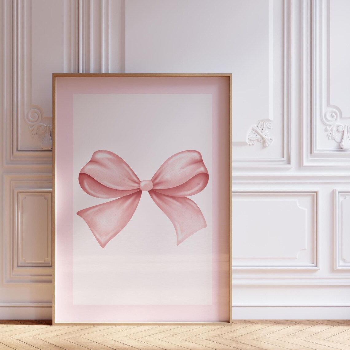 Pink Satin Bow Minimalist Coquette Ribbon Elegant Decor Poster