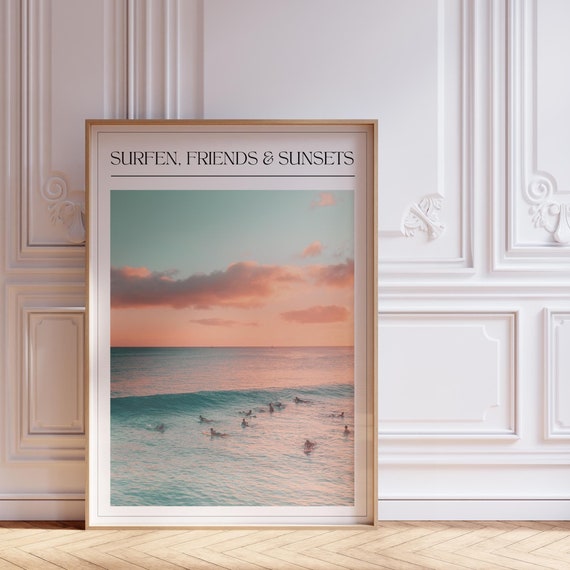 Vintage Surf Poster Beach Art And Ocean Print For Coastal Decor Beachy Room Decor Or Teenage Girl Gifts Surf Poster And Waves Wall Art